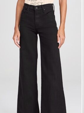 MOTHER black denim wide leg